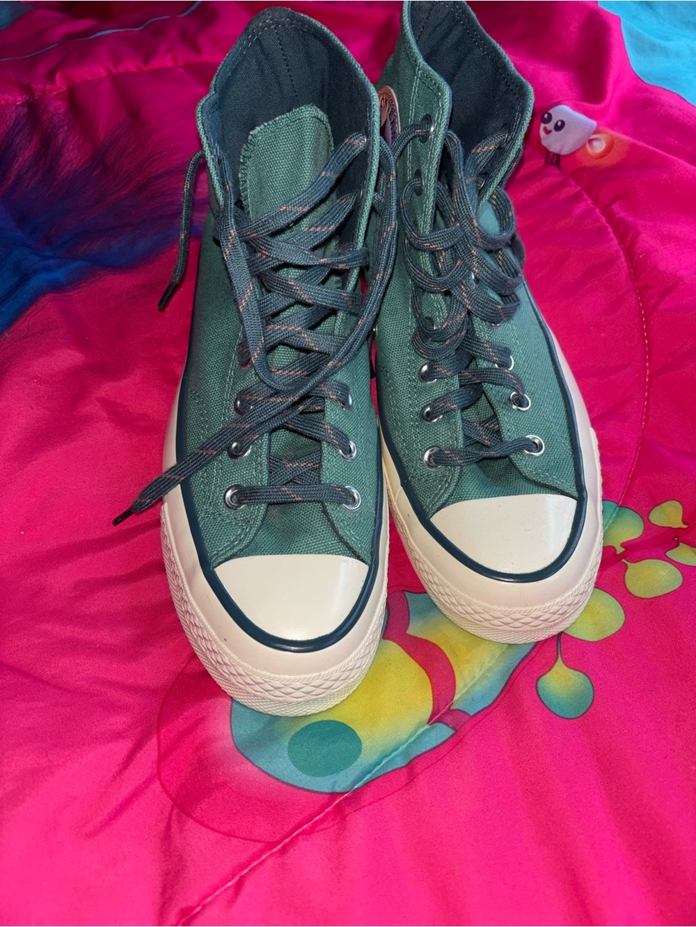Converse High-Top Sneakers in Forest Green with Cream Toe